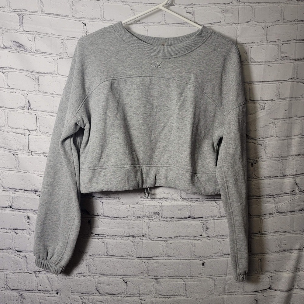 Calvin Klein Performance Pullover Womens Small Gray Croppedâ Fleece Sweatshirt